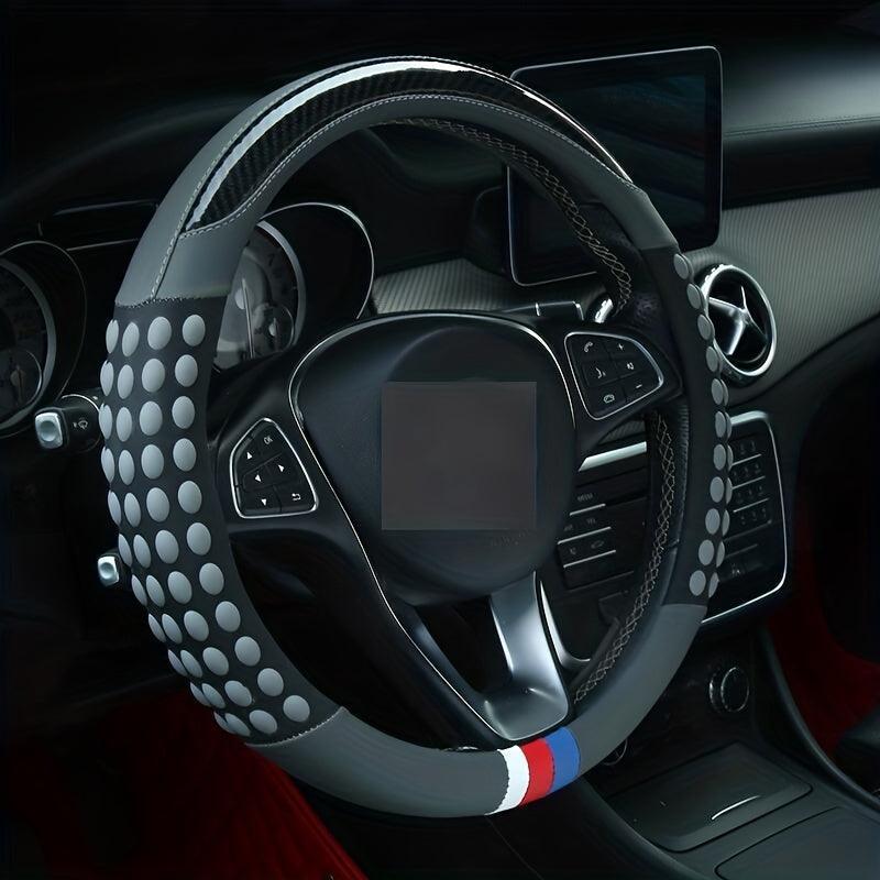 PU Leather Steering Wheel Cover with Inner Rim - Fits Most Cars (161-252mm) - LumeAuto