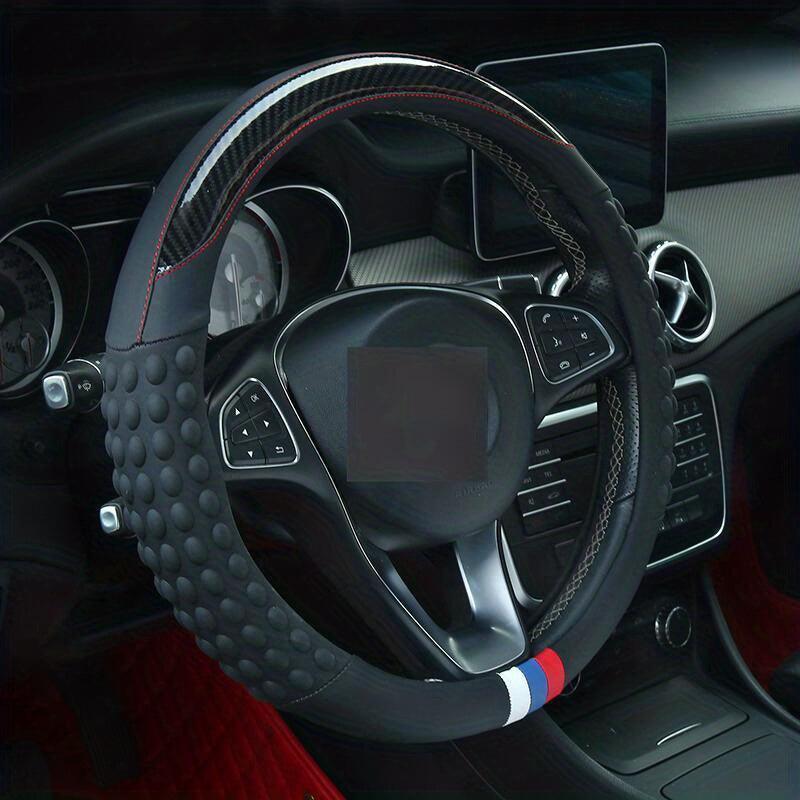 PU Leather Steering Wheel Cover with Inner Rim - Fits Most Cars (161-252mm) - LumeAuto