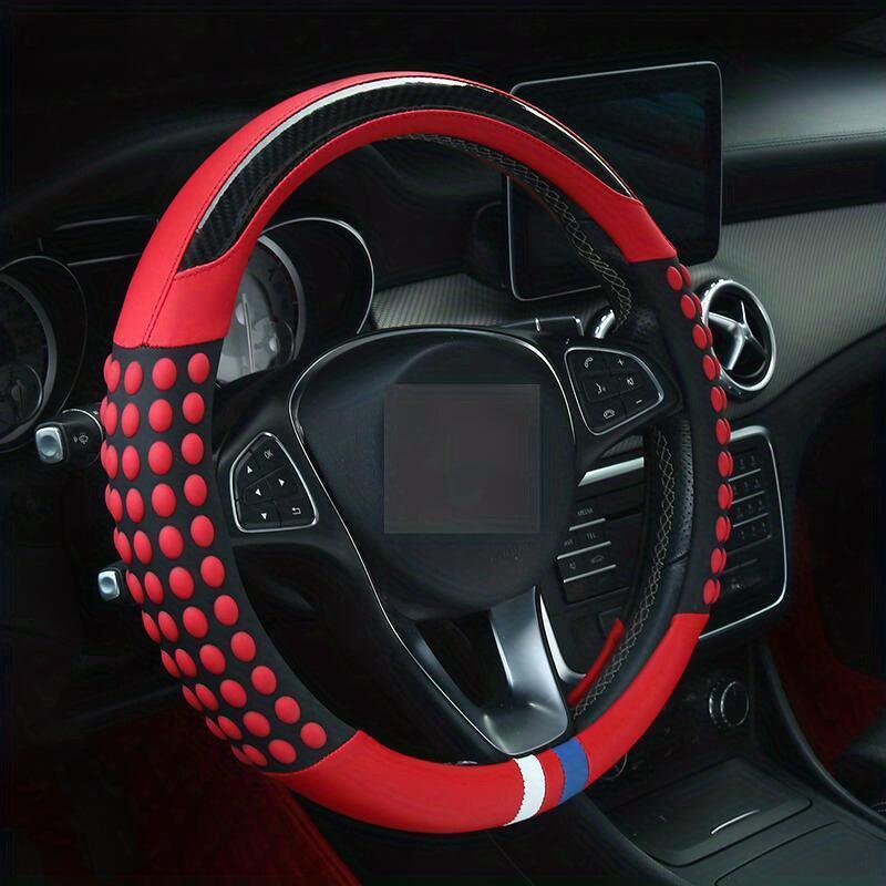PU Leather Steering Wheel Cover with Inner Rim - Fits Most Cars (161-252mm) - LumeAuto