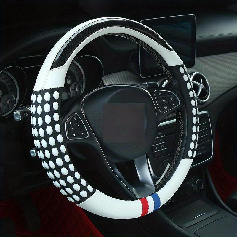 PU Leather Steering Wheel Cover with Inner Rim - Fits Most Cars (161-252mm) - LumeAuto