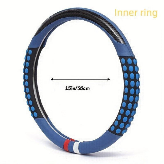 PU Leather Steering Wheel Cover with Inner Rim - Fits Most Cars (161-252mm) - LumeAuto