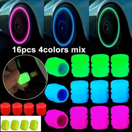 (16PCS) Luminous Tire Valve Cap Set - Suitable for Cars, Trucks, Motorcycles and Bicycles - LumeAuto