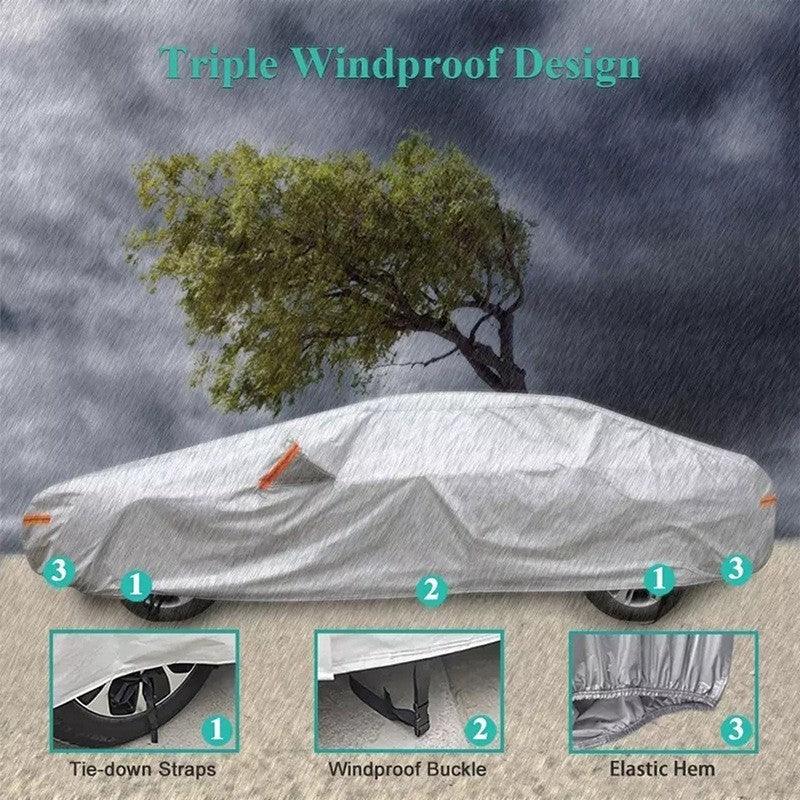 Best All-weather Car Cover, 6-layer Car Cover, Waterproof Outdoor Car Cover with 100% UV Protection, Suitable for Hatchbacks, Sedans, SUVs - LumeAuto
