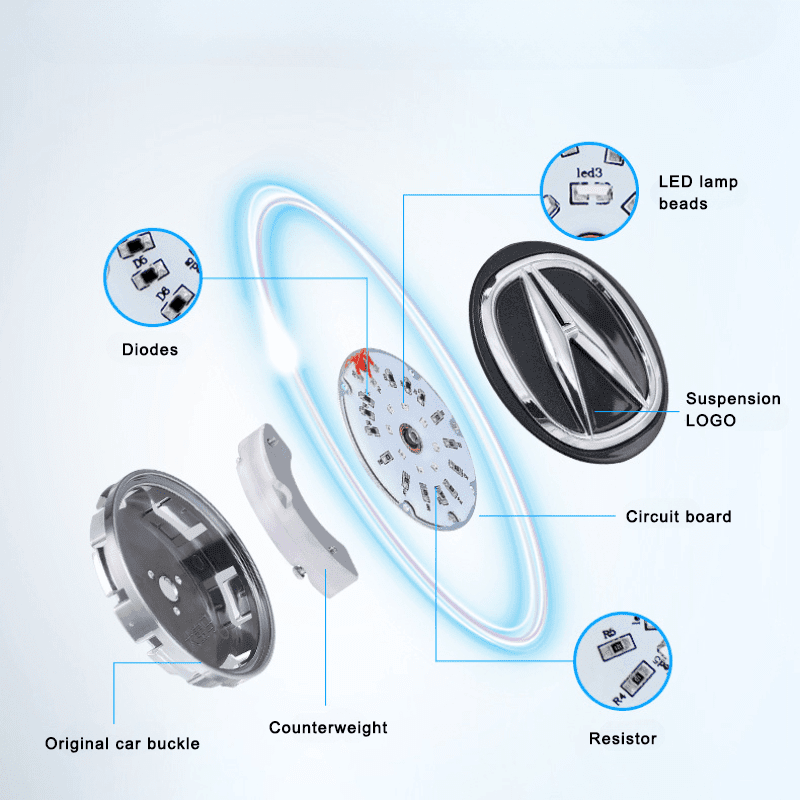 Acura Compatible LED Magnetic Levitation Hub Caps - LumeAuto