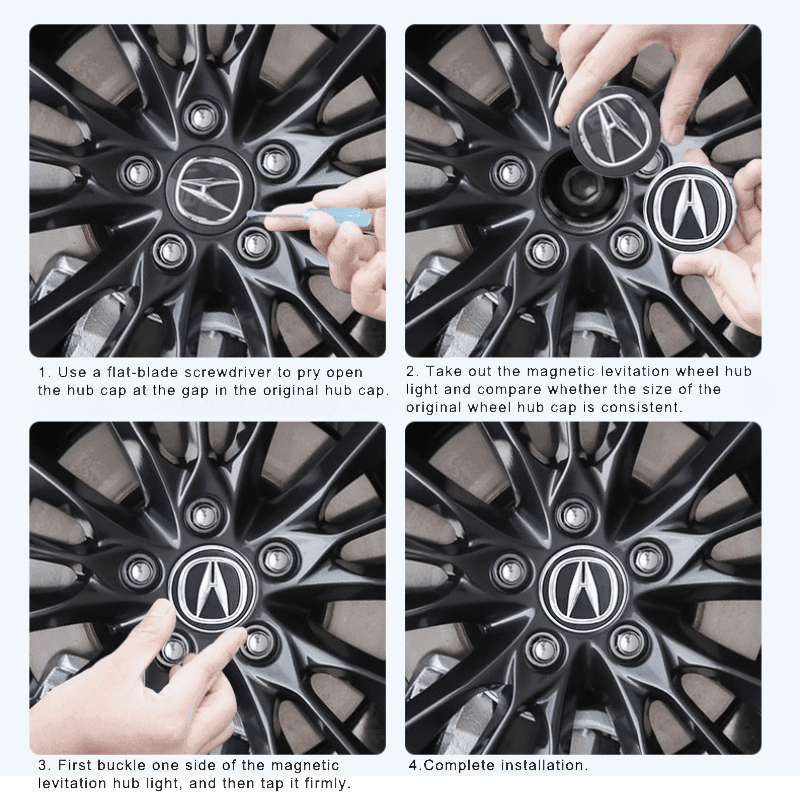 Acura Compatible LED Magnetic Levitation Hub Caps - LumeAuto