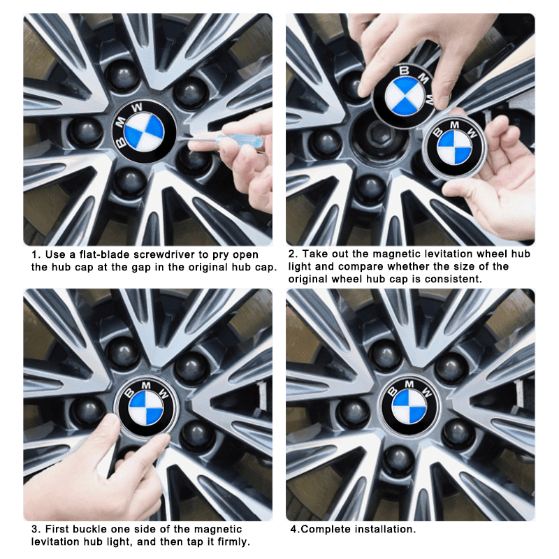 BMW Compatible LED Magnetic Levitation Hub Caps - LumeAuto