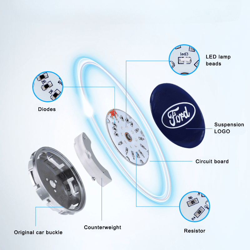 Ford Compatible LED Magnetic Levitation Hub Caps - LumeAuto