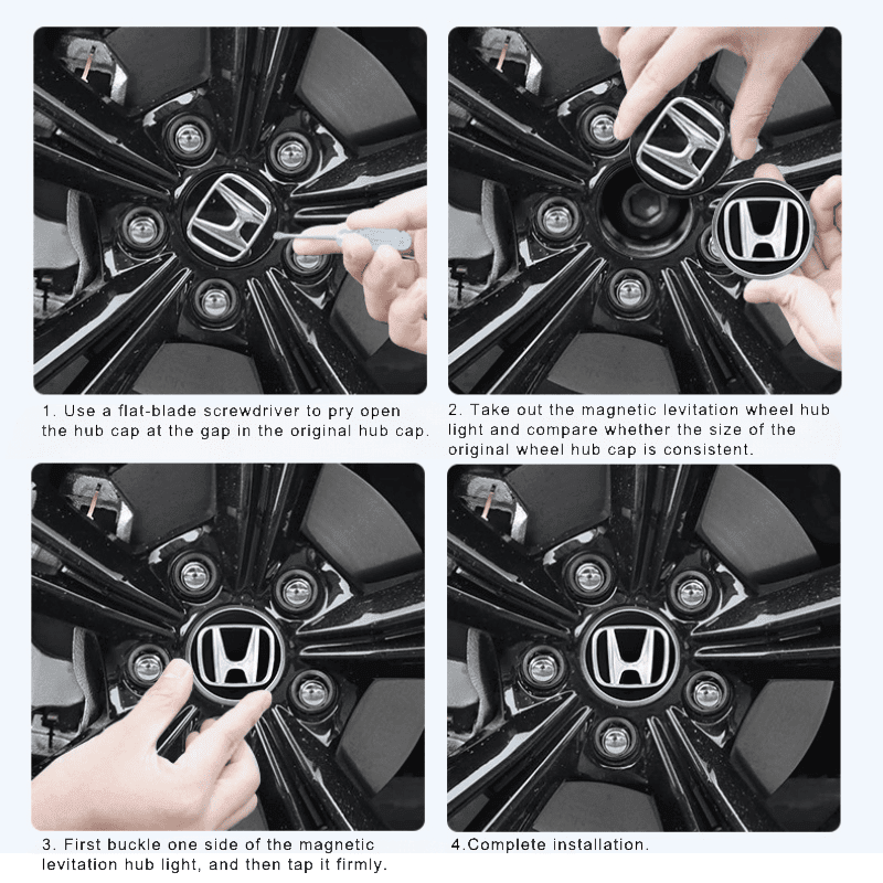 Honda Compatible LED Magnetic Levitation Hub Caps - LumeAuto