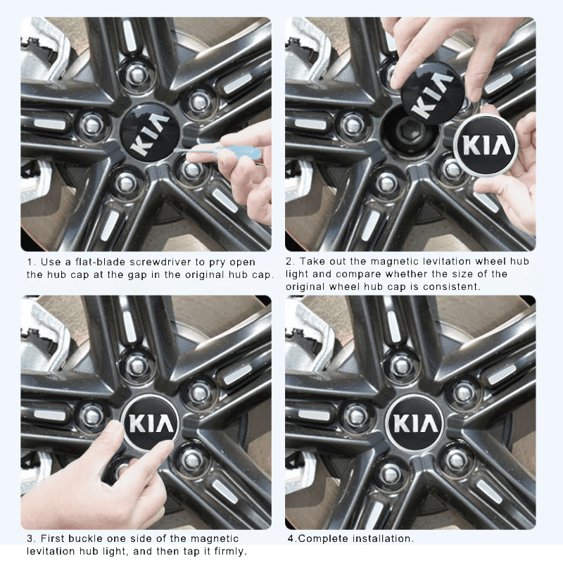 Kia Compatible LED Magnetic Levitation Hub Caps - LumeAuto