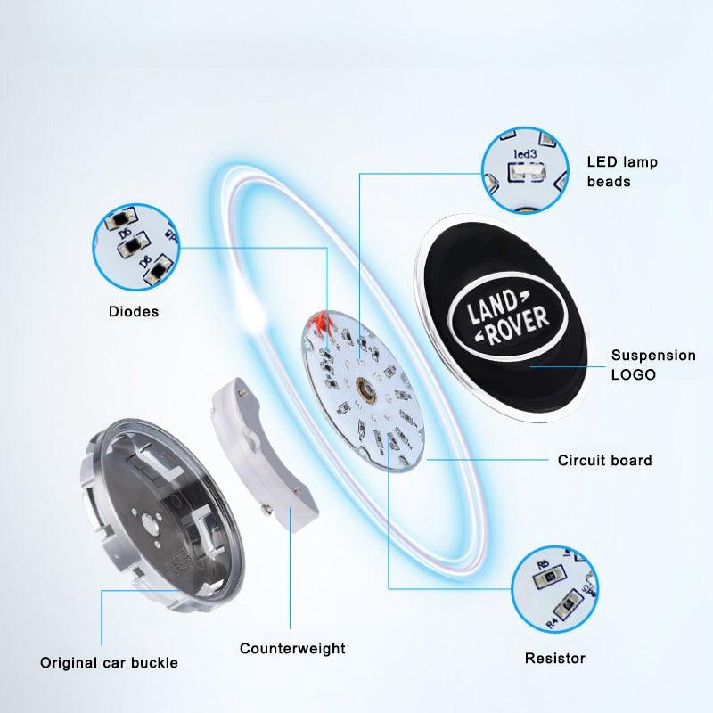 Land Rover Compatible LED Magnetic Levitation Hub Caps - LumeAuto