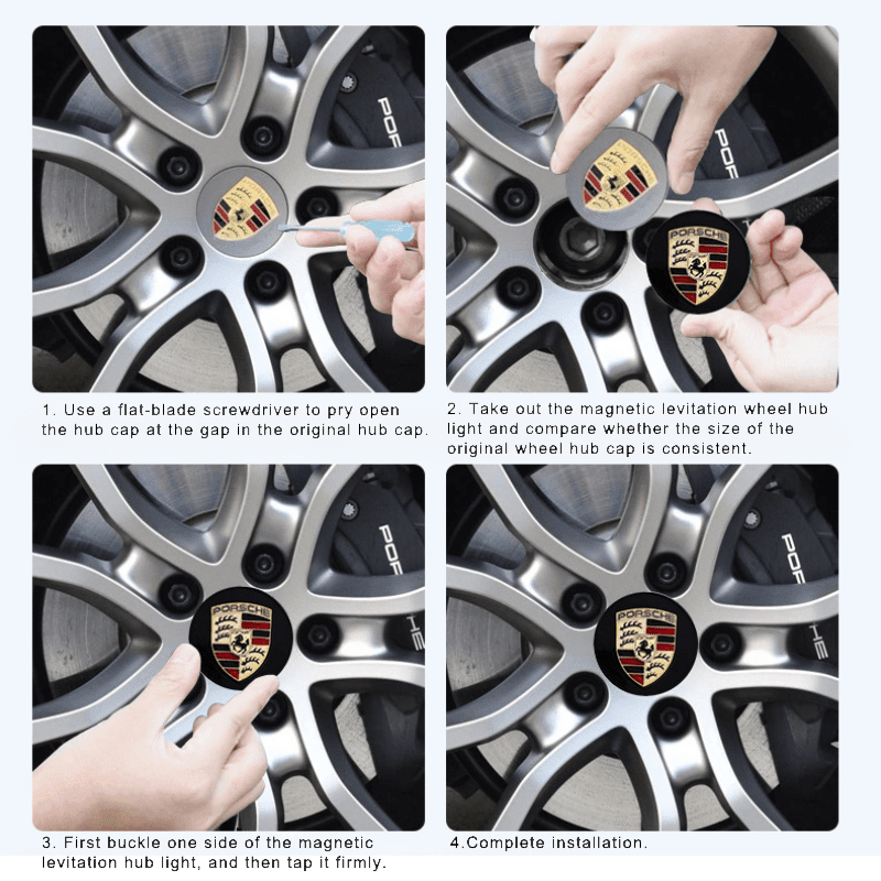 Porsche Compatible LED Magnetic Levitation Hub Caps - LumeAuto