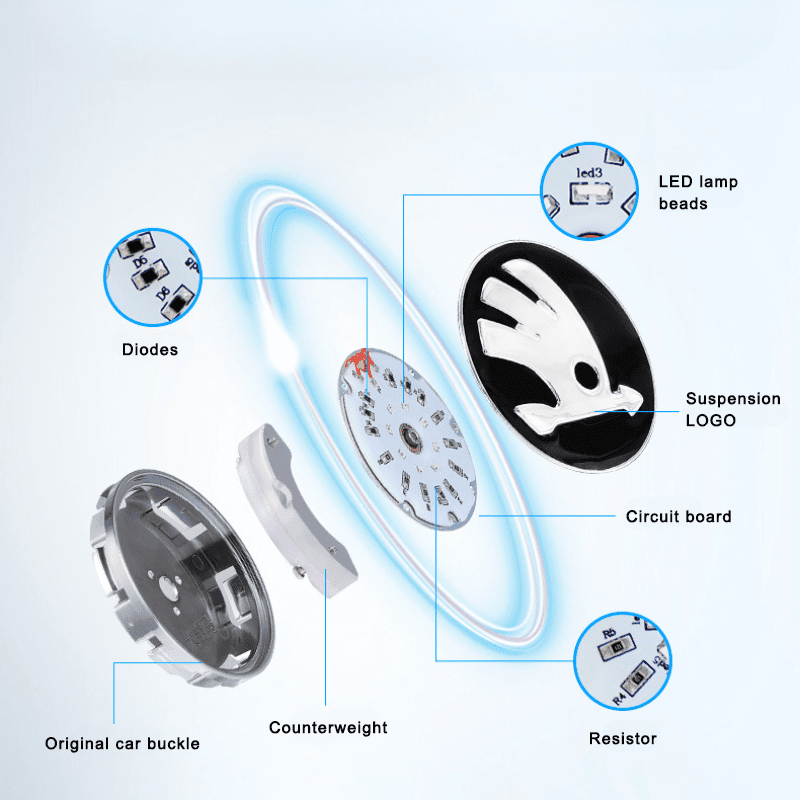 Skoda Compatible LED Magnetic Levitation Hub Caps - LumeAuto