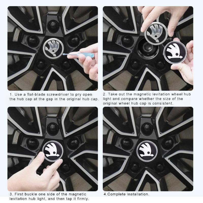 Skoda Compatible LED Magnetic Levitation Hub Caps - LumeAuto