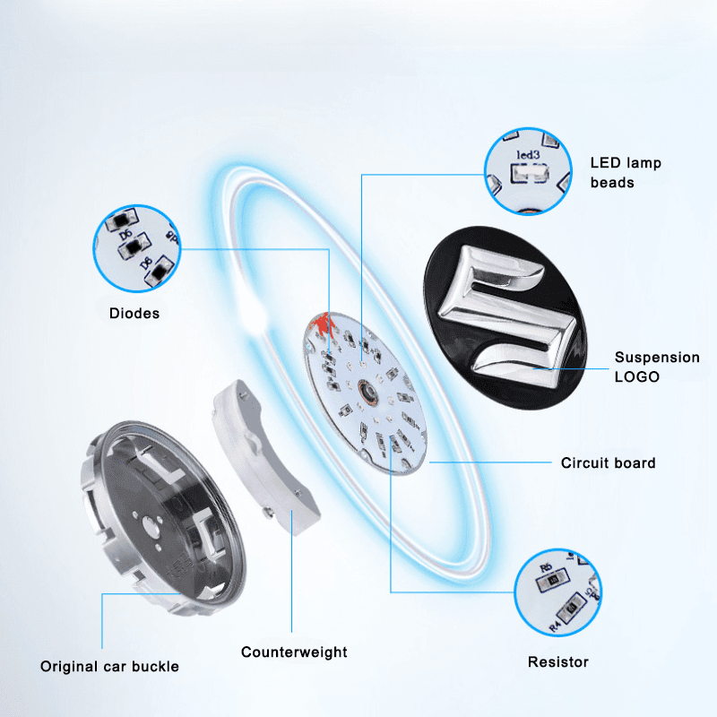 Suzuki Compatible LED Magnetic Levitation Hub Caps - LumeAuto