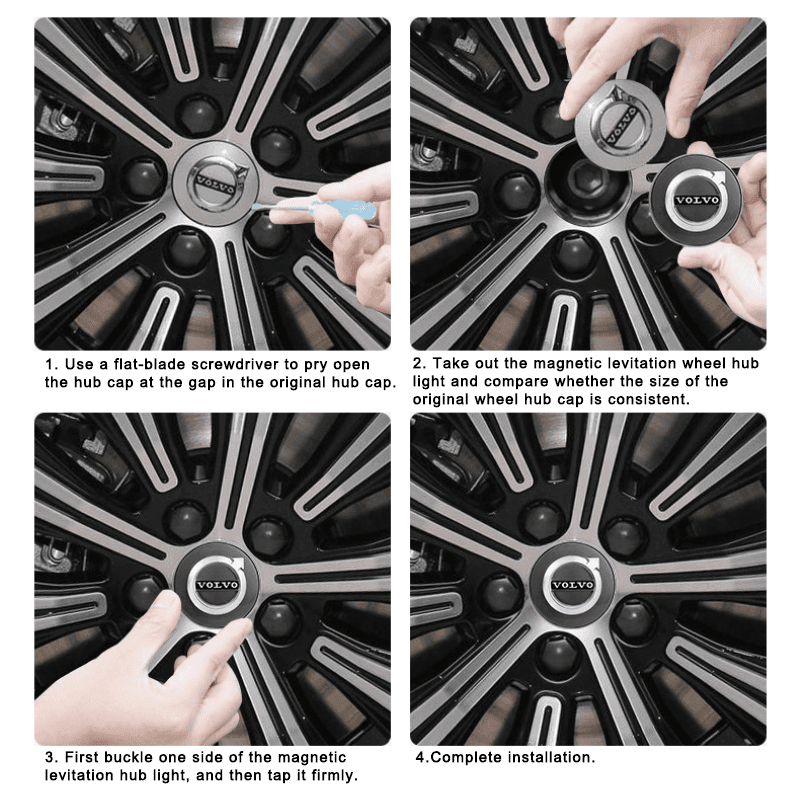 Volvo Compatible LED Magnetic Levitation Hub Caps - LumeAuto