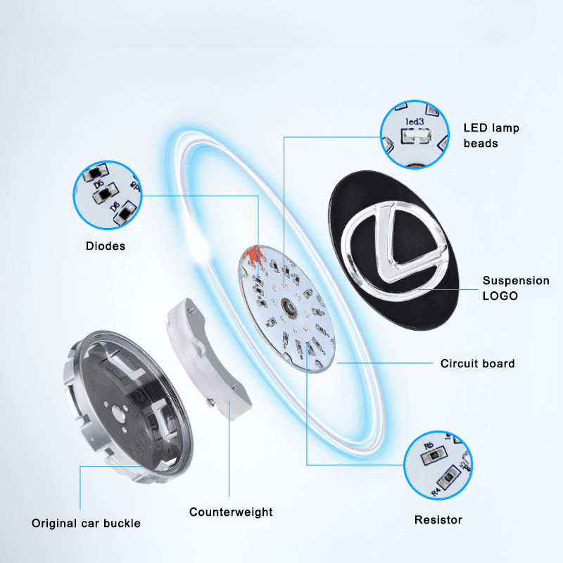 Lexus Compatible LED Magnetic Levitation Hub Caps - LumeAuto