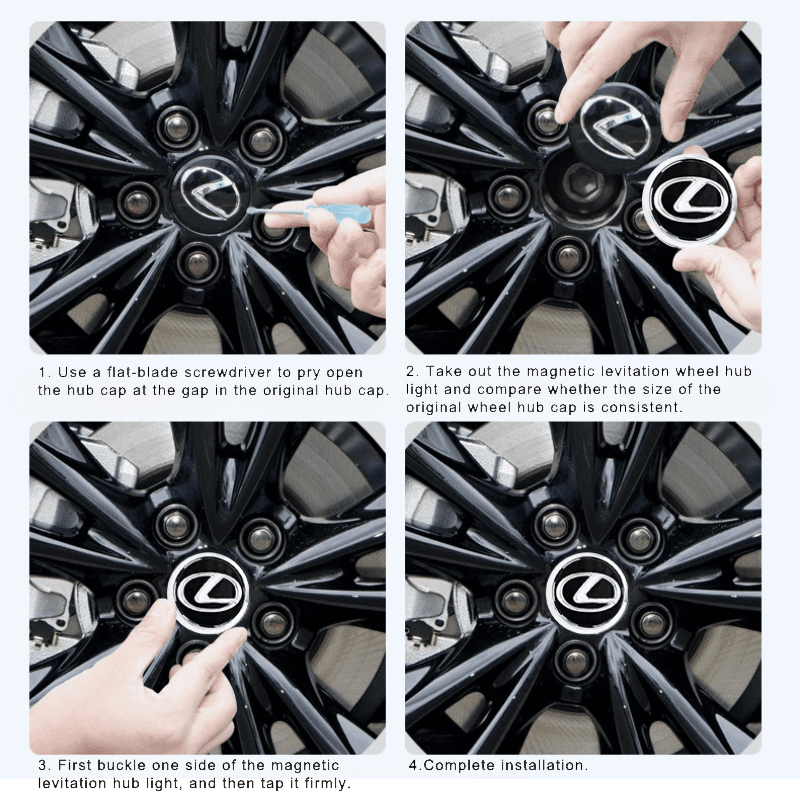 Lexus Compatible LED Magnetic Levitation Hub Caps - LumeAuto