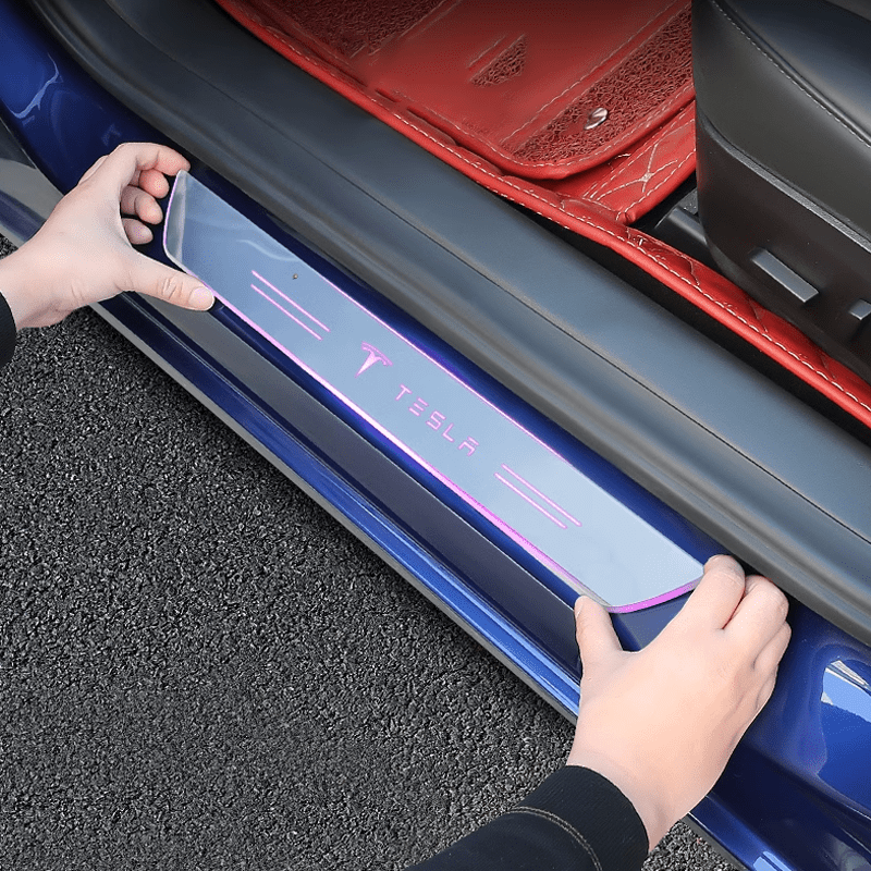 Tesla Compatible Intelligent LED Colorful Car Door Sill Protector