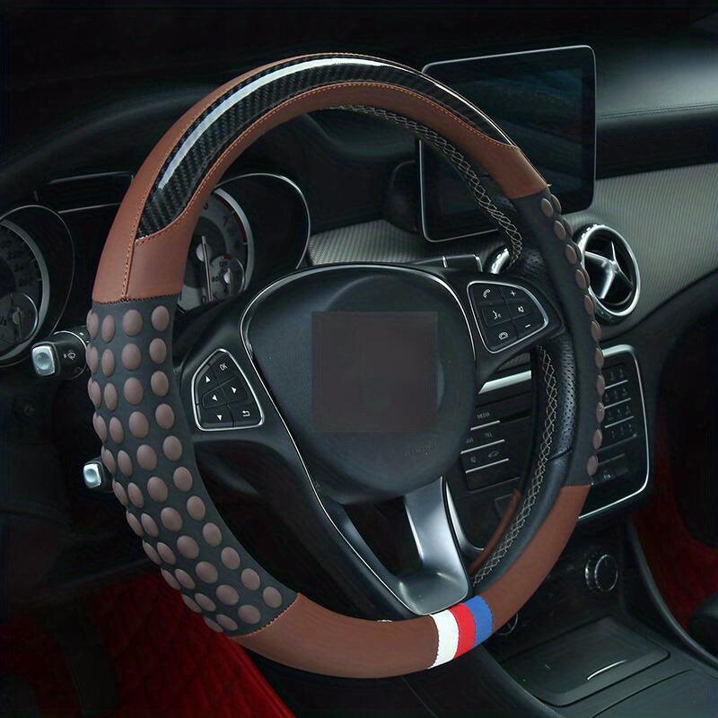 PU Leather Steering Wheel Cover with Inner Rim - Fits Most Cars (161-252mm) - LumeAuto