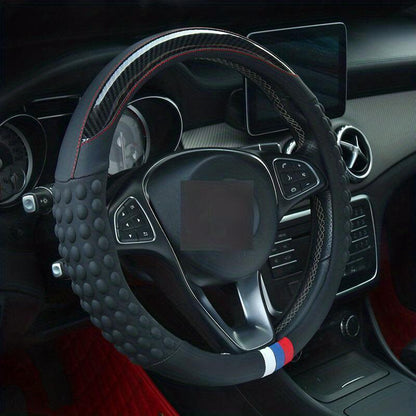 PU Leather Steering Wheel Cover with Inner Rim - Fits Most Cars (161-252mm) - LumeAuto