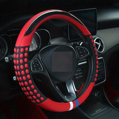 PU Leather Steering Wheel Cover with Inner Rim - Fits Most Cars (161-252mm) - LumeAuto