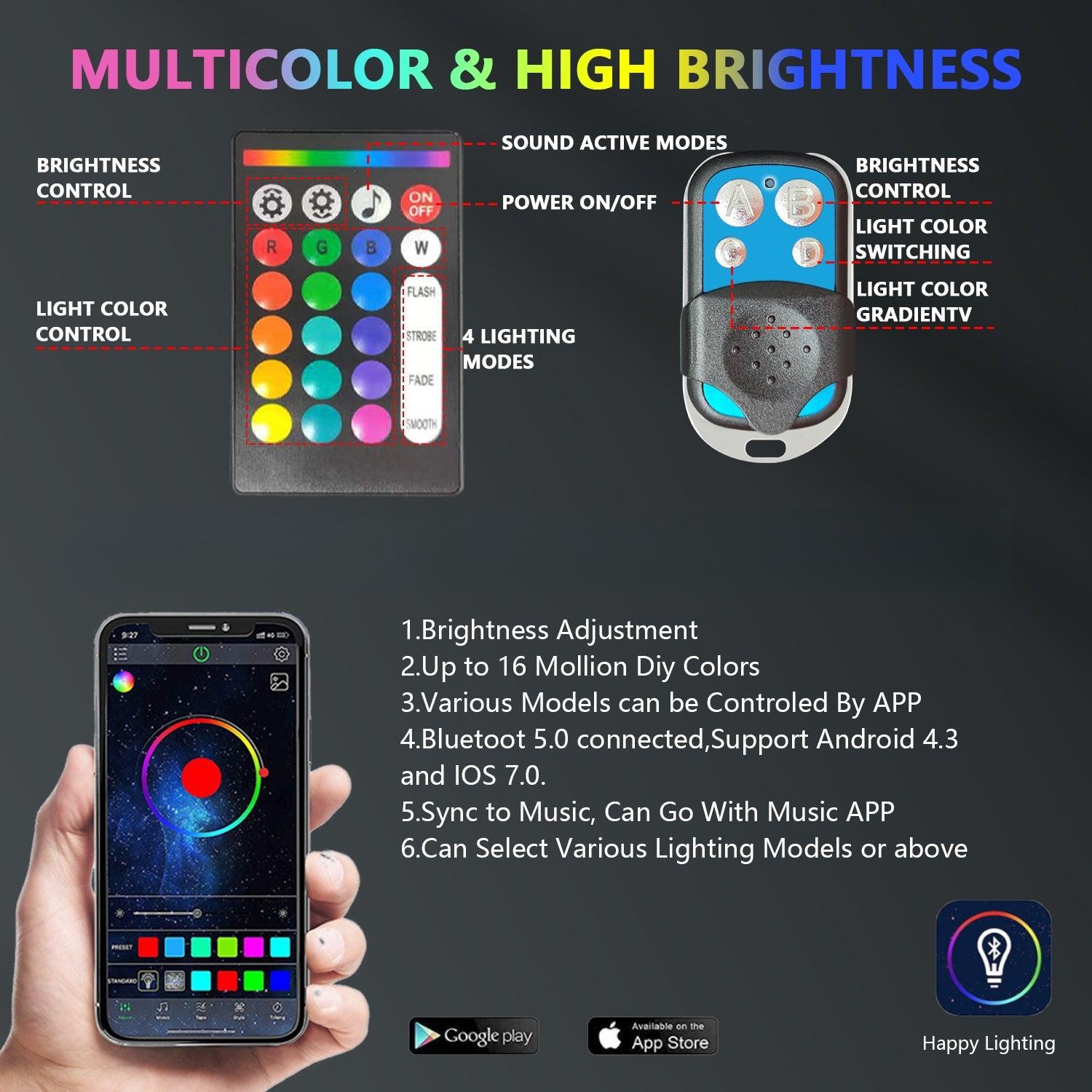 RGB Underglow APP Control Ambient Light LED Car Neon Light - LumeAuto