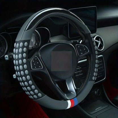 PU Leather Steering Wheel Cover with Inner Rim - Fits Most Cars (161-252mm) - LumeAuto