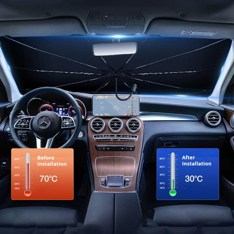 New 360° Bendable Handle Car Parasol Car Front Windshield Sun Protection Heat Shield Universal Car Parasol - LumeAuto