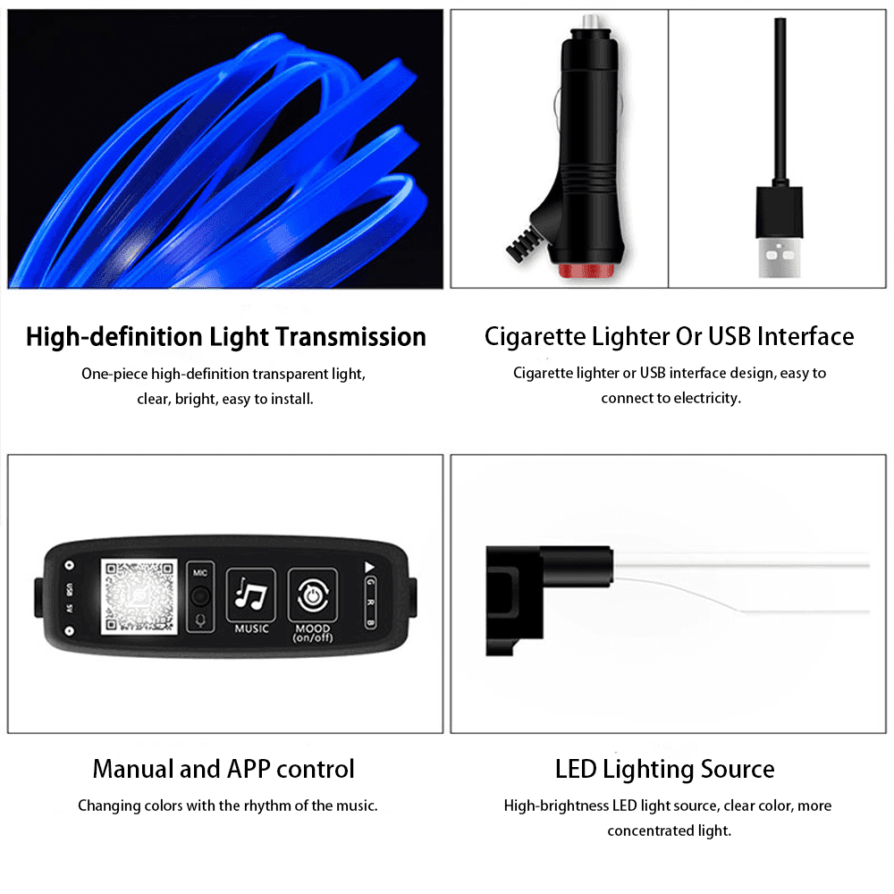 LED Intelligent Voice Control Atmosphere Light Belt Set - LumeAuto