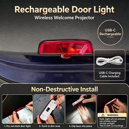 Porsche logo projection on ground - rechargeable car door projector light at night