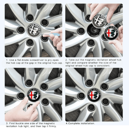 Alfa Romeo Compatible LED Magnetic Levitation Hub Caps - LumeAuto
