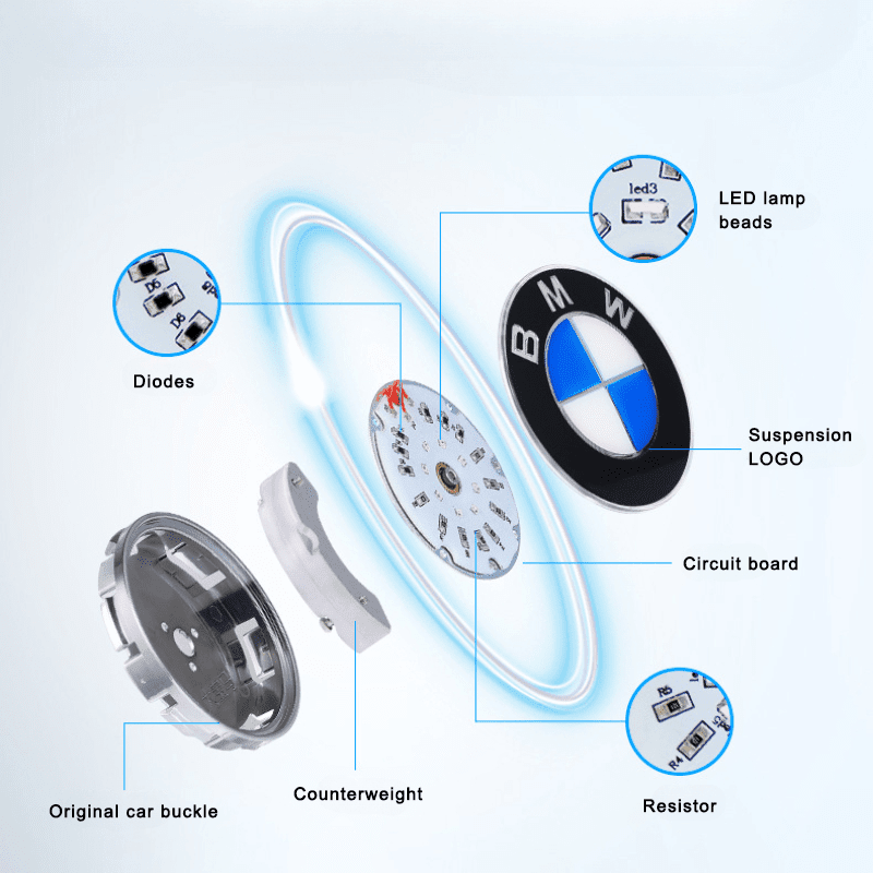 BMW Compatible LED Magnetic Levitation Hub Caps - LumeAuto