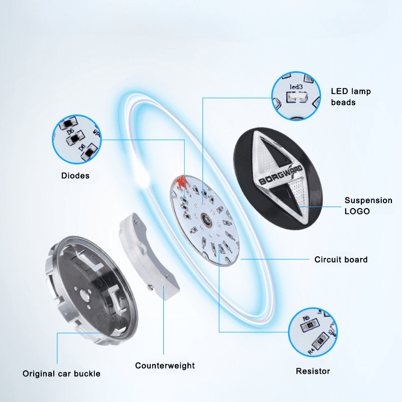 Borgward Compatible LED Magnetic Levitation Hub Caps - LumeAuto