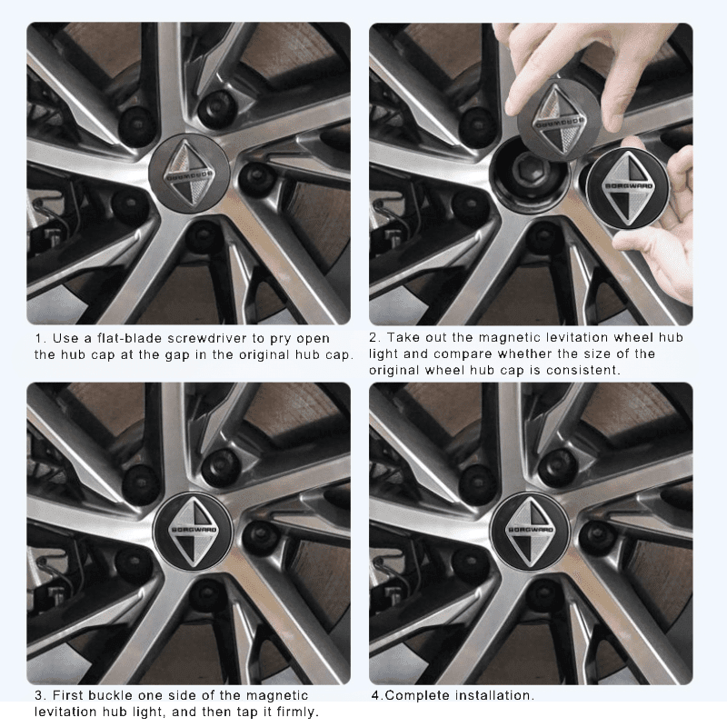 Borgward Compatible LED Magnetic Levitation Hub Caps - LumeAuto