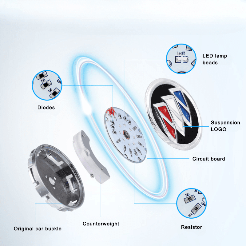Buick Compatible LED Magnetic Levitation Hub Caps - LumeAuto
