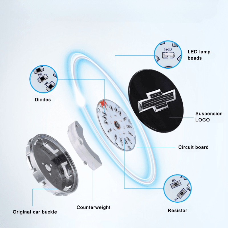 Chevrolet Compatible LED Magnetic Levitation Hub Caps - LumeAuto