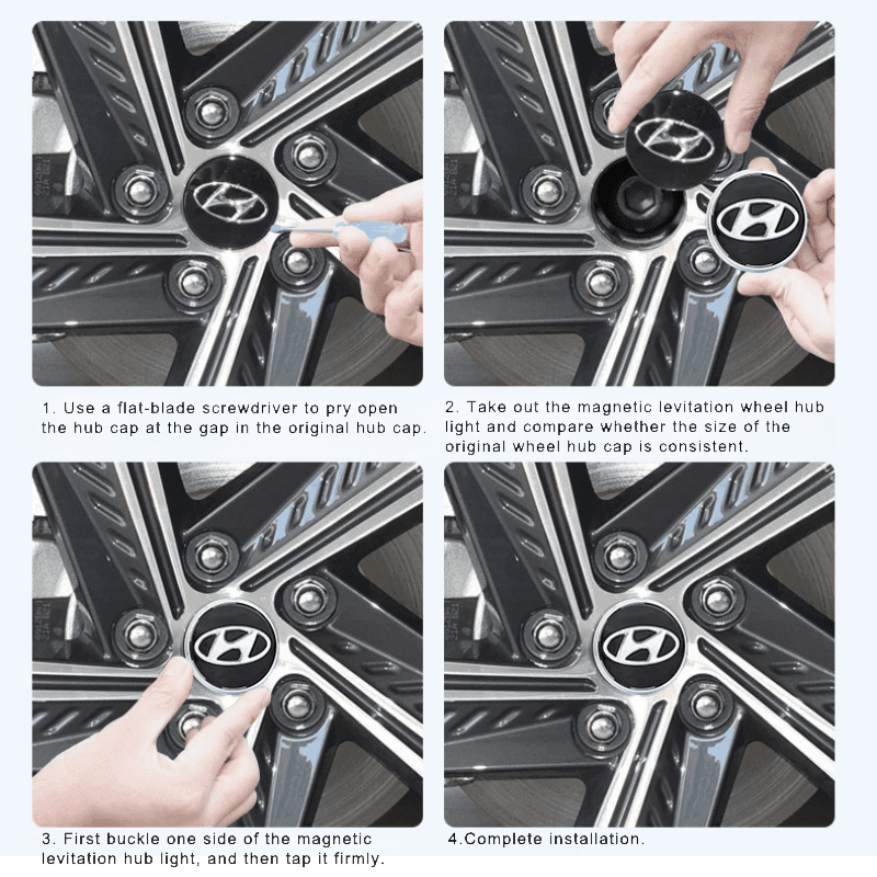 Hyundai Compatible LED Magnetic Levitation Hub Caps - LumeAuto