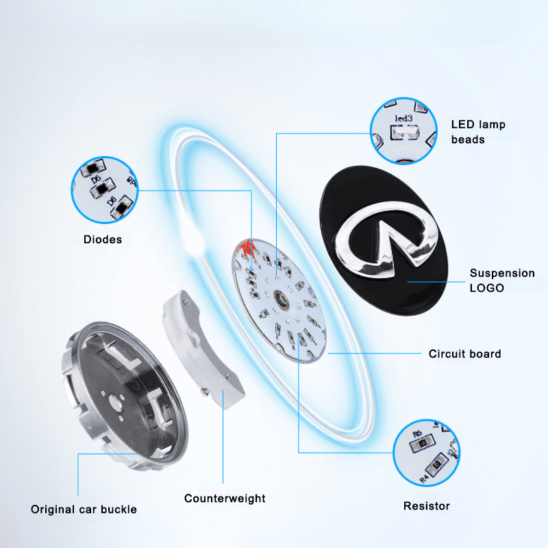 Infiniti Compatible LED Magnetic Levitation Hub Caps - LumeAuto
