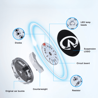 Infiniti Compatible LED Magnetic Levitation Hub Caps - LumeAuto
