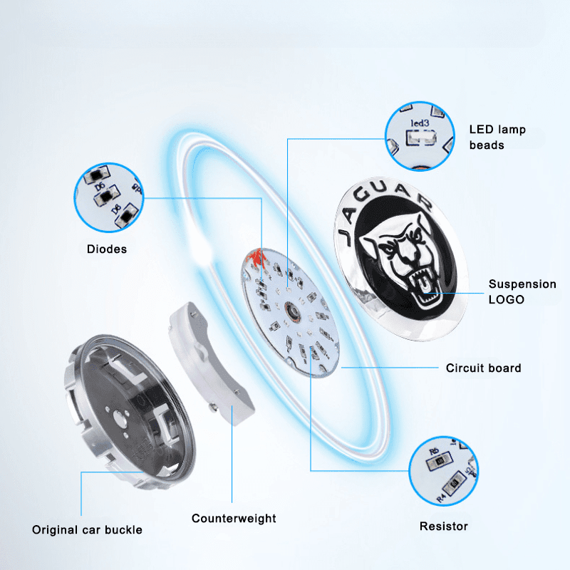 Jaguar Compatible LED Magnetic Levitation Hub Caps - LumeAuto