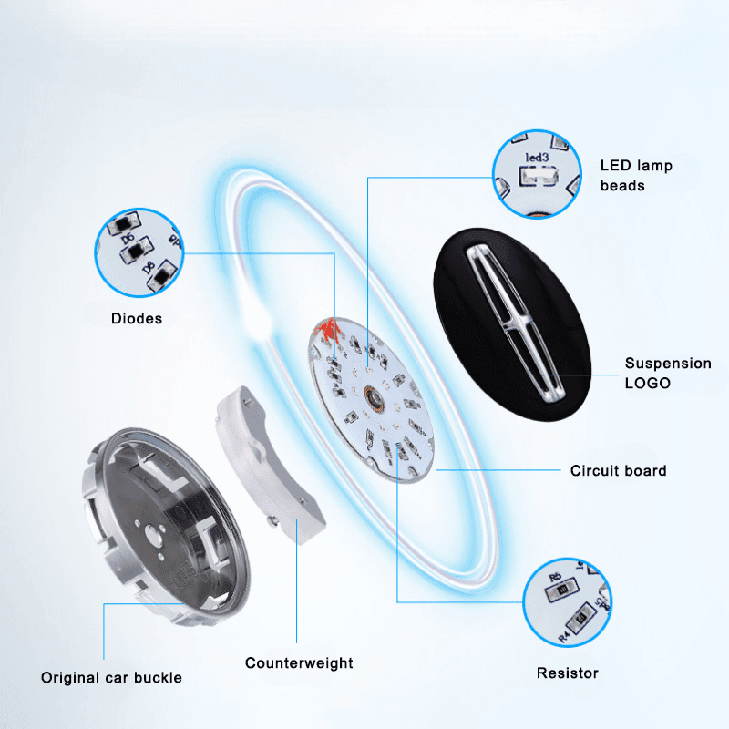Lincoln Compatible LED Magnetic Levitation Hub Caps - LumeAuto