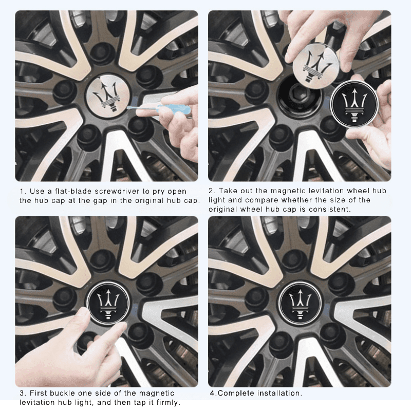 Maserati Compatible LED Magnetic Levitation Hub Caps - LumeAuto