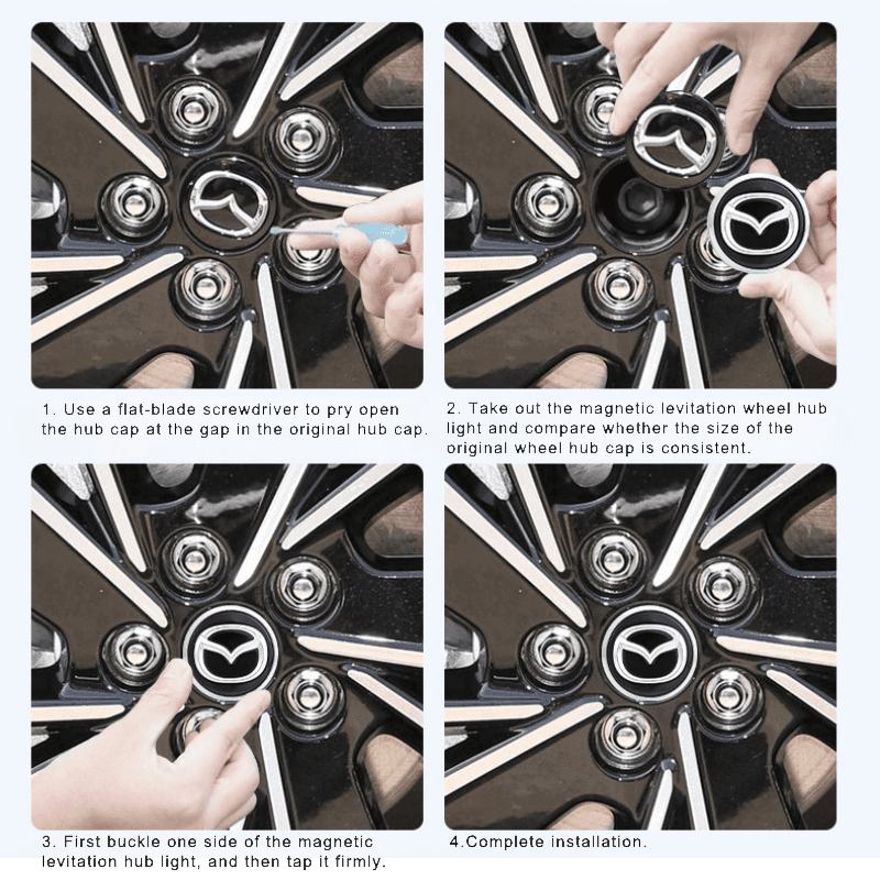 Mazda Compatible LED Magnetic Levitation Hub Caps - LumeAuto