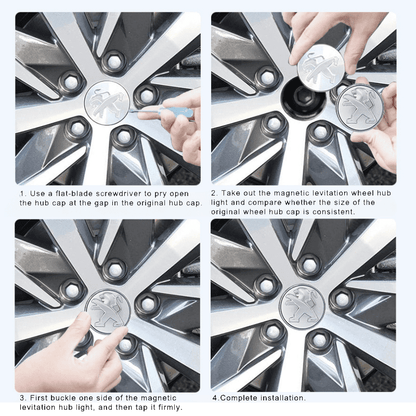 Peugeot Compatible LED Magnetic Levitation Hub Caps - LumeAuto