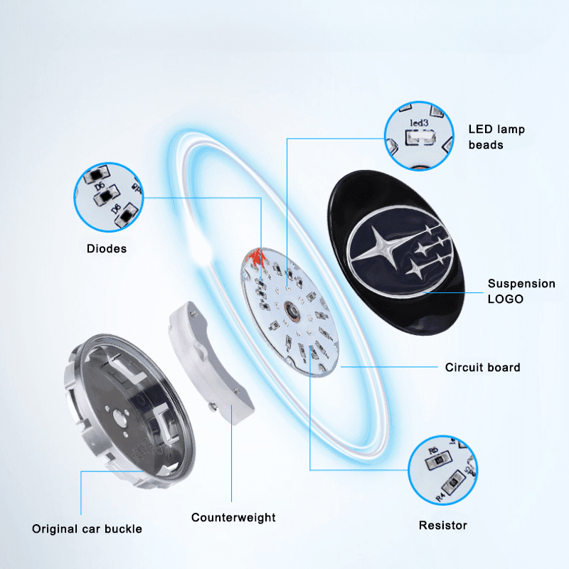 Subaru Compatible LED Magnetic Levitation Hub Caps - LumeAuto