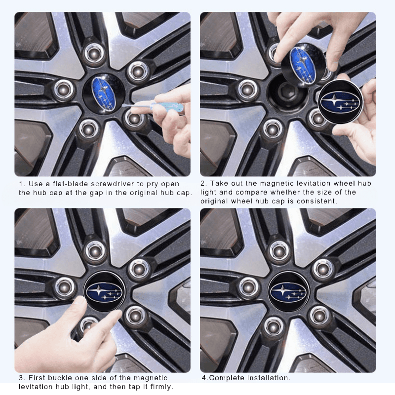 Subaru Compatible LED Magnetic Levitation Hub Caps - LumeAuto