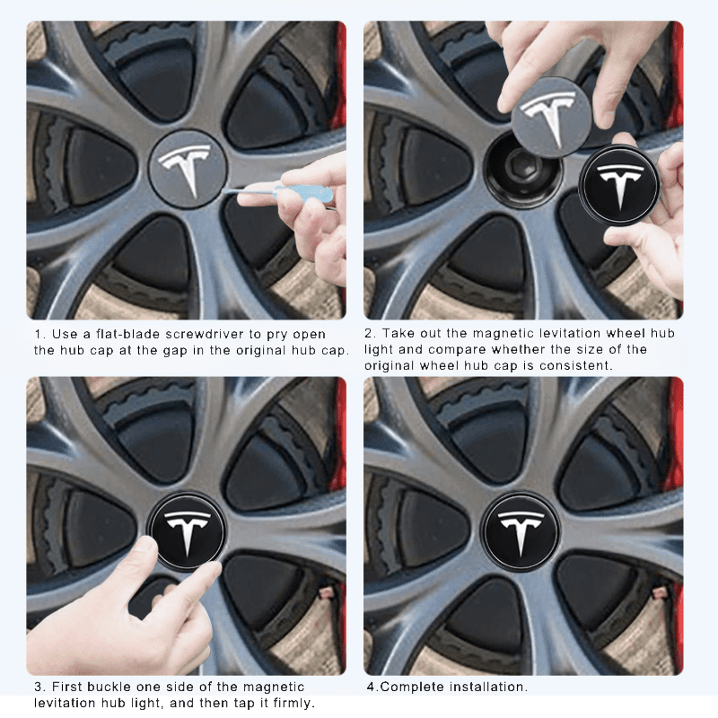 Tesla Compatible LED Magnetic Levitation Hub Caps - LumeAuto