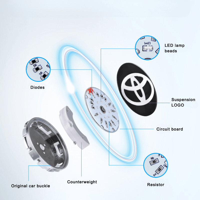Toyota/Crown Compatible LED Magnetic Levitation Hub Caps - LumeAuto