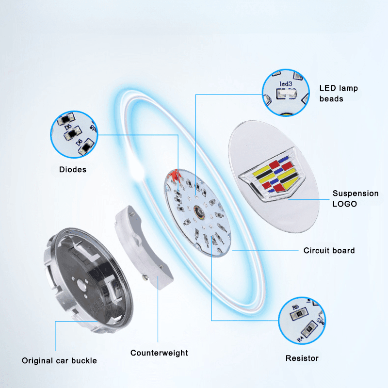 Cadillac Compatible LED Magnetic Levitation Hub Caps - LumeAuto