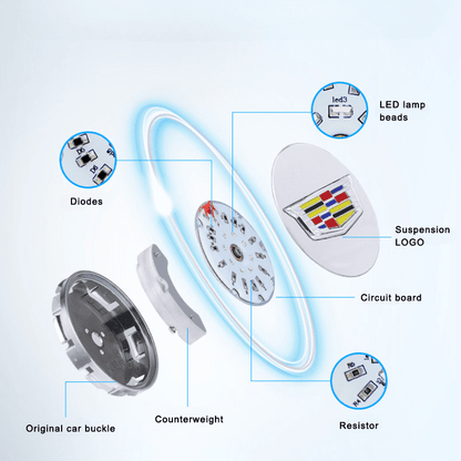 Cadillac Compatible LED Magnetic Levitation Hub Caps - LumeAuto